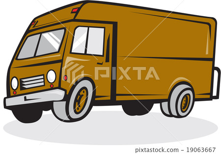 插图素材: delivery van side isolated cartoon