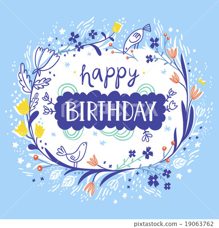 插图素材: happy birthday beautiful floral card 查看全部