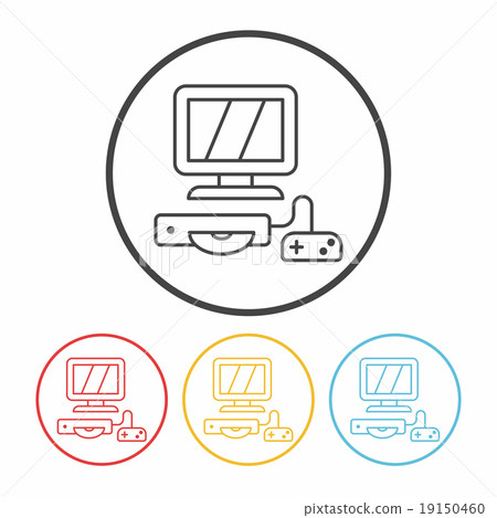 插图素材: computer game line icon