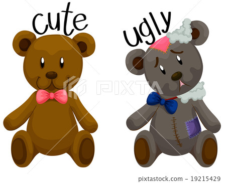 插图素材 cute teddy bear and ugly teddy bear