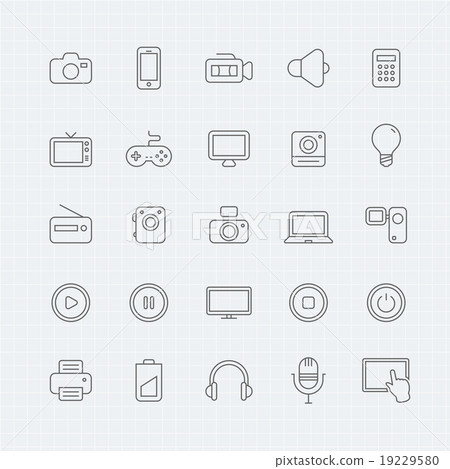 插图素材: device and multimedia vector thin line symbol icon