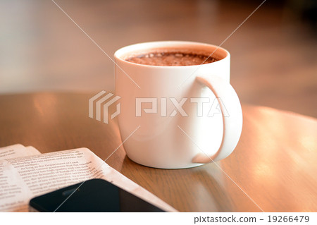 图库照片: cup of hot chocolate on the table