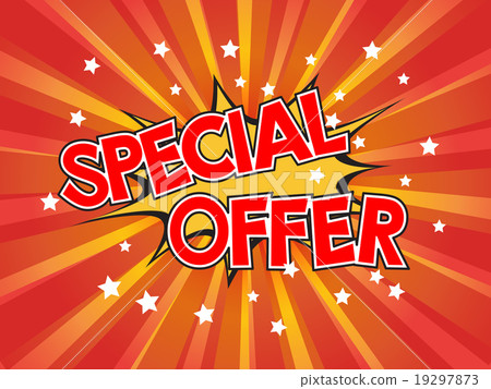 插图素材: special offer, wording in comic speech bubble on burst