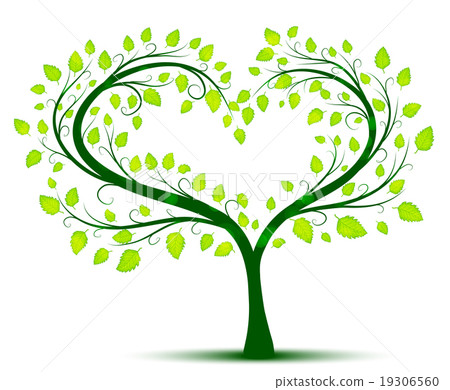 插图素材: green love tree