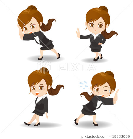 插图素材: business woman push something