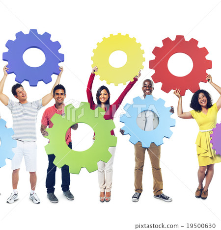 图库照片: people cog gear team teamwork collaboration concept