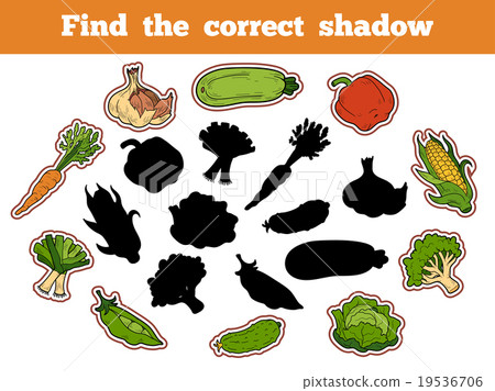 插图素材: find the correct shadow (vegetables)