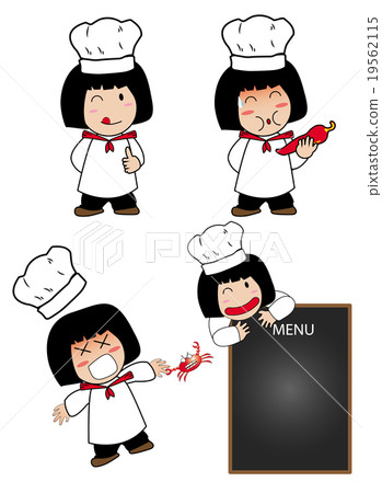 图库插图: little girl cooker