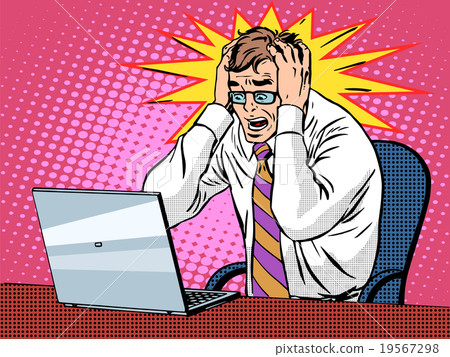 图库插图: businessman working on laptop bad news panic