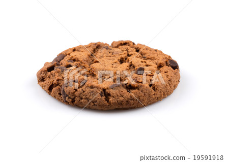 图库照片: chocolate chip cookie isolated on white