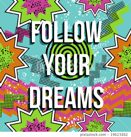 图库插图: inspiration quote motivation dream retro pop comic