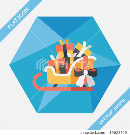 sleigh gift basket flat icon with long shadow,eps10 首页 插图