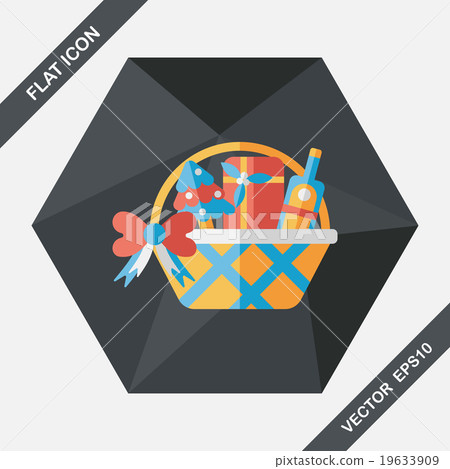 插图素材: christmas gift baskets flat icon with long shadow, eps