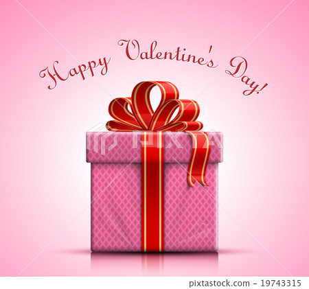 插图素材: pink gift box with ribbon and bow