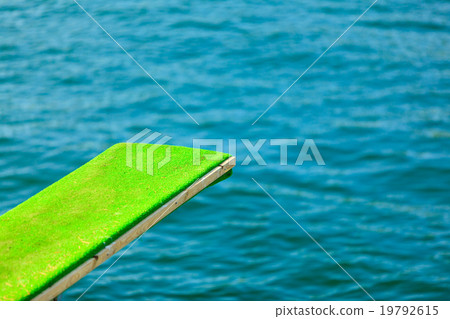 图库照片: view of diving board. springboard to dive at water.