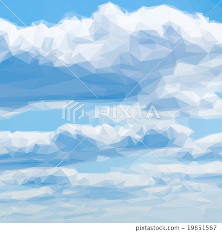 图库插图: low poly design triangular blue sky clouds