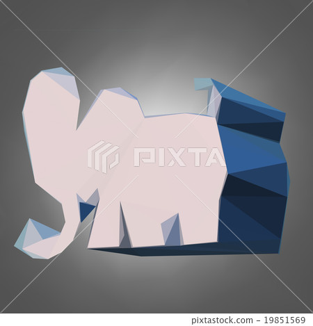 图库插图: low poly design triangular blue elephant triangle