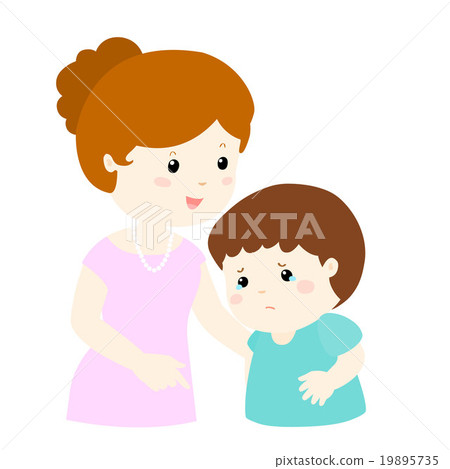 Mother Soothes Crying Son Vector Stock Illustration Pixta