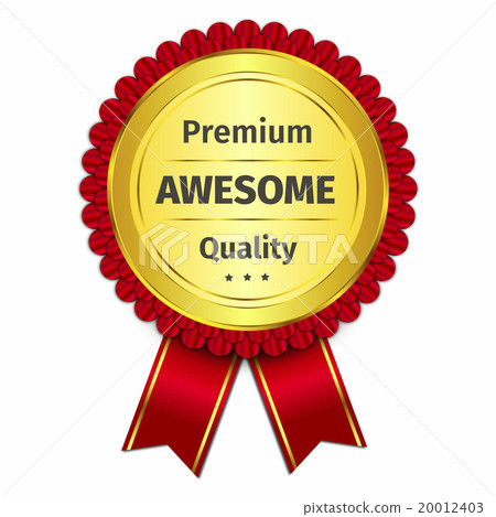 Awesome D Gold Badge With Red Ribbon Stock Illustration