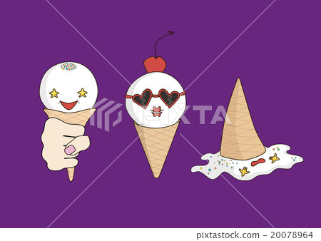 图库插图: ice cream characters melted ice cream