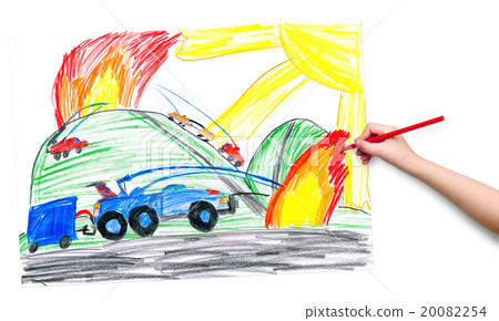 图库照片: child hand with pencil draw a picture