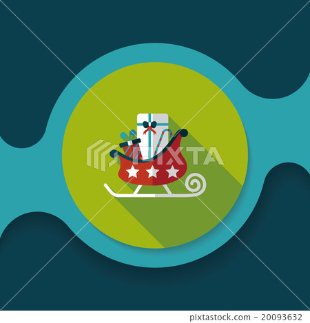 插图素材: christmas sleigh gift flat icon with long shadow, eps
