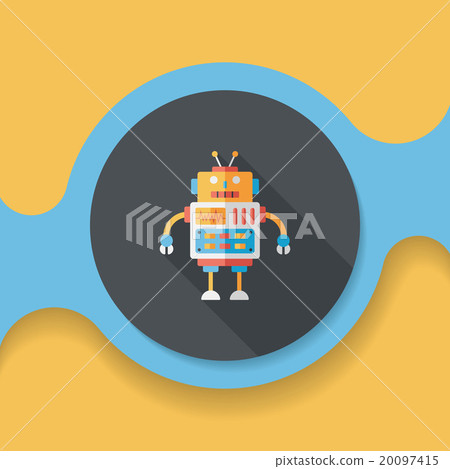 插图素材: robot concept flat icon with long shadow,eps10