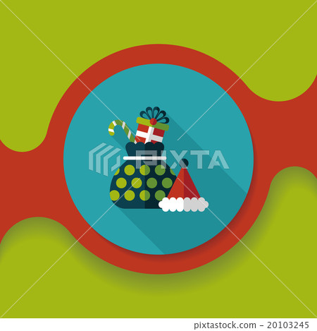 插图素材: christmas gift flat icon with long shadow, eps10