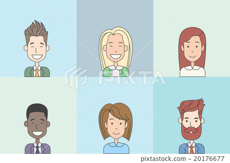 图库插图: business people profile icon man woman doodle