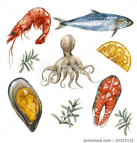 图库插图: sea food set