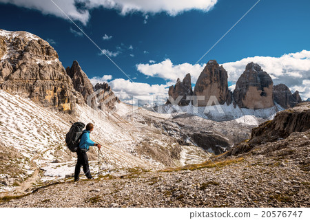 图库照片: female hiker in mountains