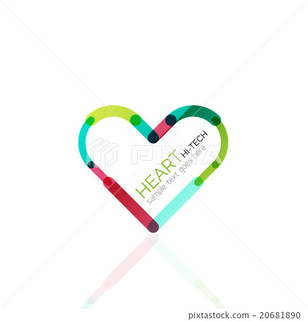 图库插图: logo love heart, abstract linear geometric