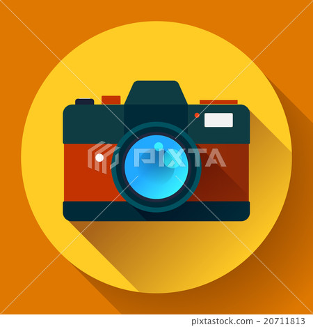 插图 背景/小物 小物 图标 vintage photo camera icon with long