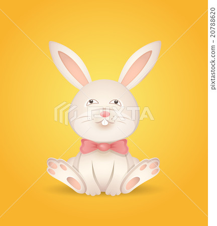 插图素材: sitting rabbit with a red bow