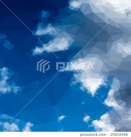 插图素材: low poly design triangular blue sky clouds polygon