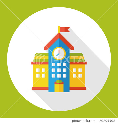 插图素材: school building flat icon