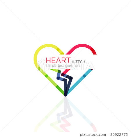 插图素材: logo love heart, abstract linear geometric