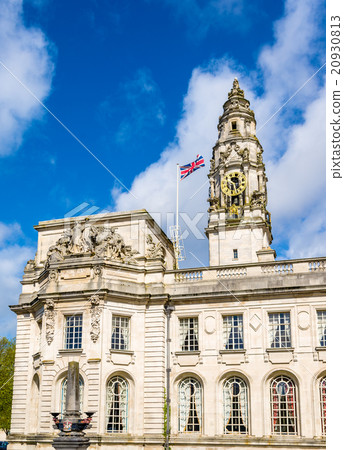 图库照片: details of city hall of cardiff - wales, great