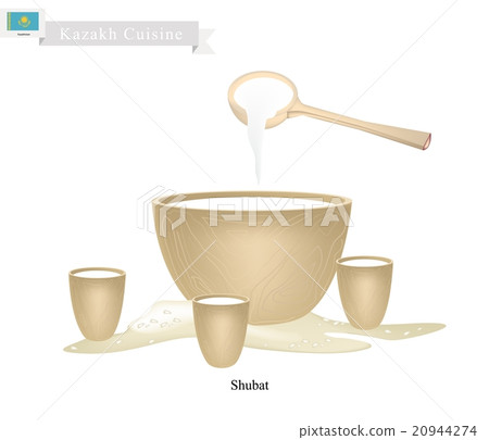 fermented milk,fermentedfood 插图素材: shubat or kazakh fermented camel milk