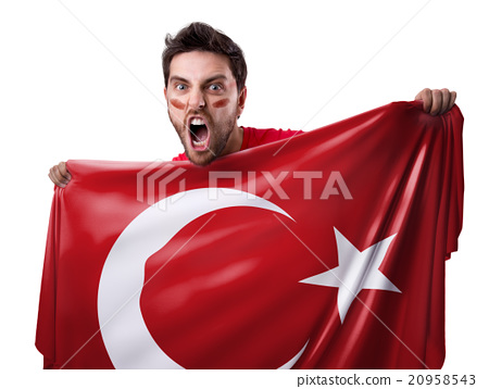 姿势_表情_动作 感情 尖叫 照片 fan holding the flag of turkey