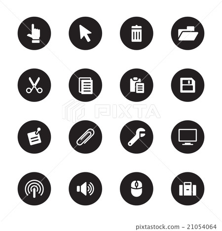 插图素材: white flat computer and technology icon set