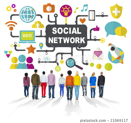 图库照片: social media social networking connection global