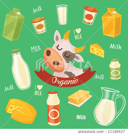 插图素材: dairy products isolated, vector illustration