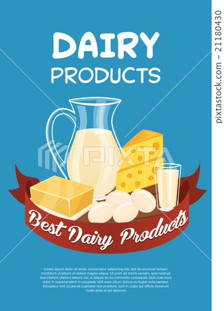 插图素材: dairy products vector poster template