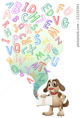 englishreading,Englishreading 插图素材: dog reading english book