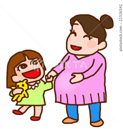 图库插图: 怀孕 孕妇 可爱
