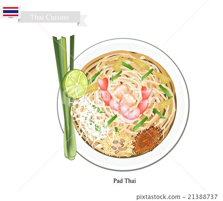 图库插图: pad thai or thai stir fried noodles