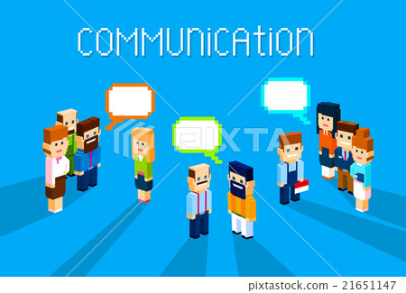 插图素材: business people group chat communication bubble