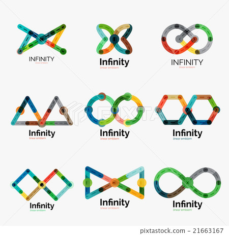 插图素材: vector infinity logo set, flat colorful icons