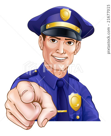 图库插图: happy pointing police man